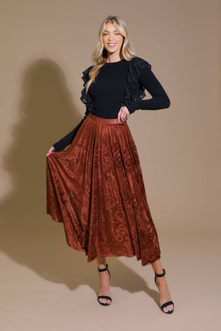 EASE MY MIND VELVET MIDI SKIRT - By Baano