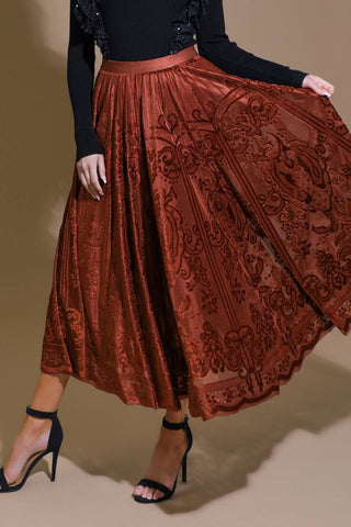 EASE MY MIND VELVET MIDI SKIRT - By Baano
