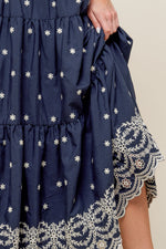 BEBE ALERT NAVY WOVEN MIDI SKIRT - By Baano