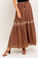 FULL SPEED AHEAD BROWN WOVEN MAXI SKIRT - By Baano
