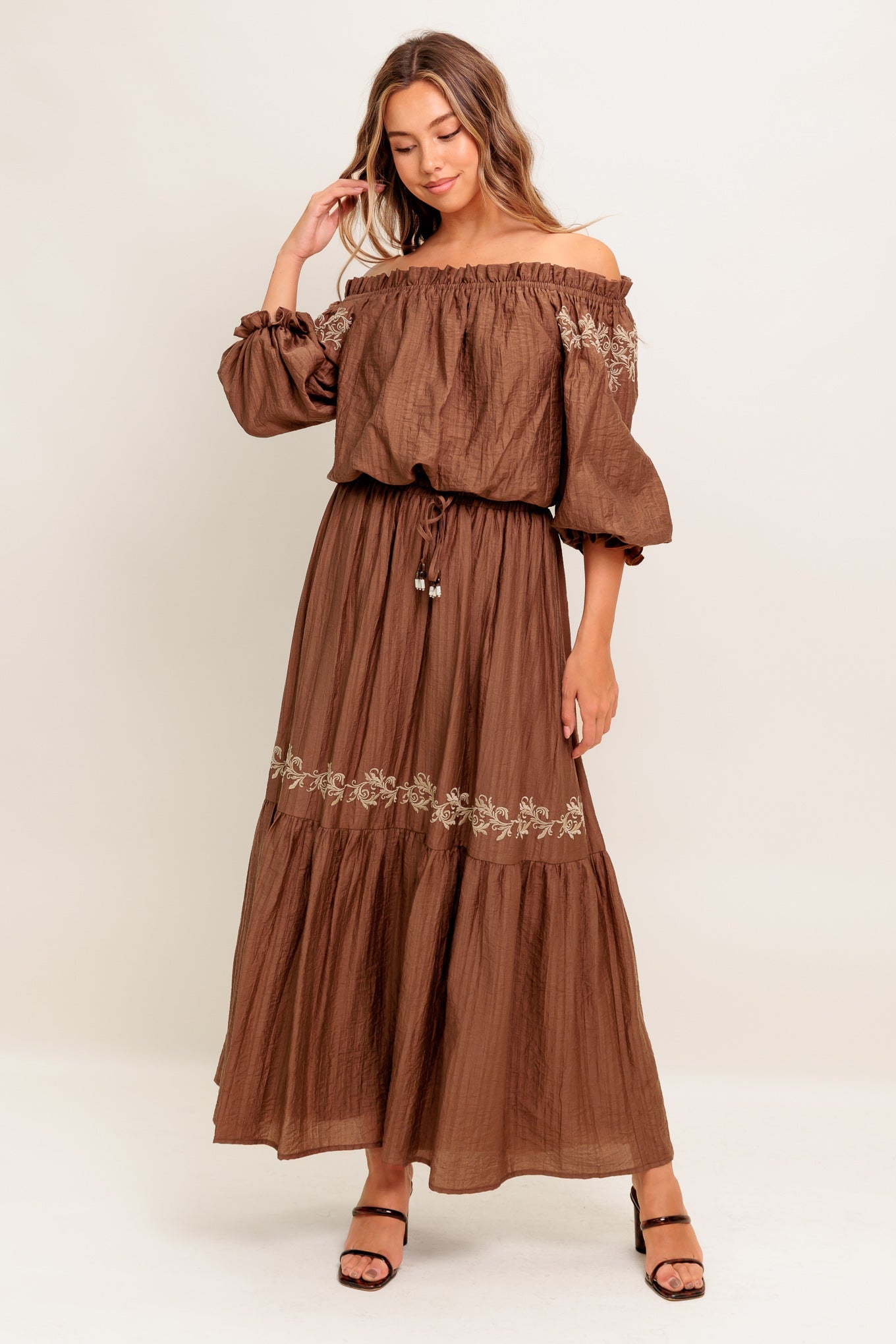 FULL SPEED AHEAD BROWN WOVEN MAXI SKIRT - By Baano