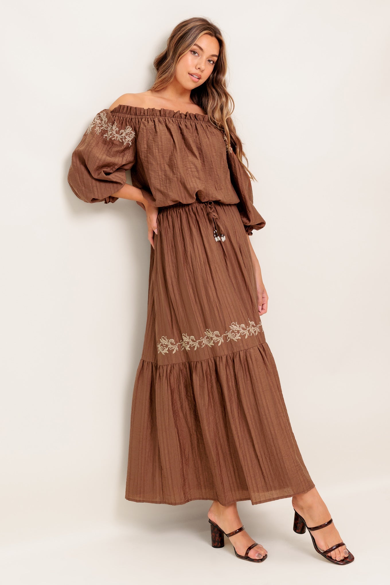 FULL SPEED AHEAD BROWN WOVEN MAXI SKIRT - By Baano