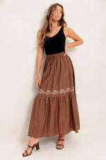 FULL SPEED AHEAD BROWN WOVEN MAXI SKIRT - By Baano