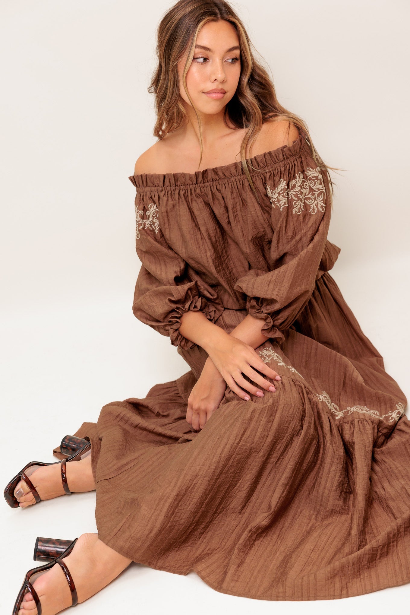 FULL SPEED AHEAD BROWN WOVEN MAXI SKIRT - By Baano