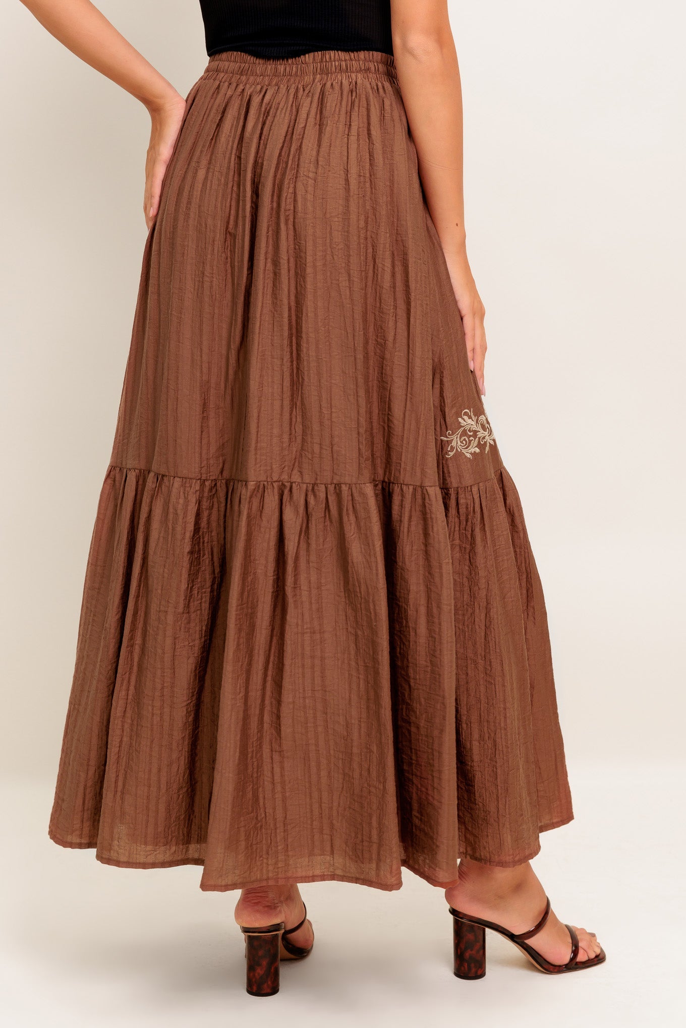 FULL SPEED AHEAD BROWN WOVEN MAXI SKIRT - By Baano