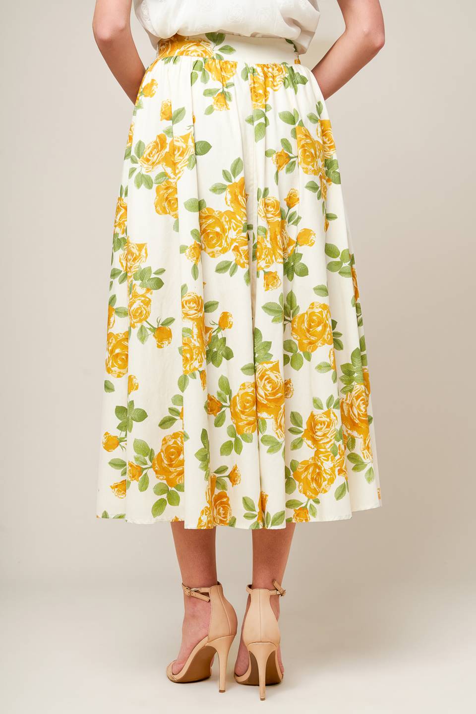 EVERY SUNDAY CREAM WOVEN MIDI SKIRT - By Baano