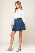 FENICIA INDIGO DENIM MINI SKORT - By Baano