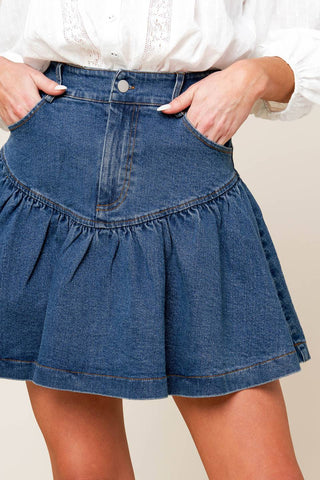 FENICIA INDIGO DENIM MINI SKORT - By Baano