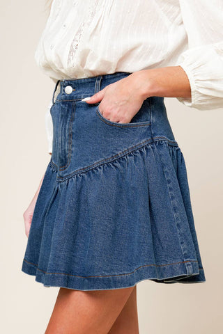 FENICIA INDIGO DENIM MINI SKORT - By Baano