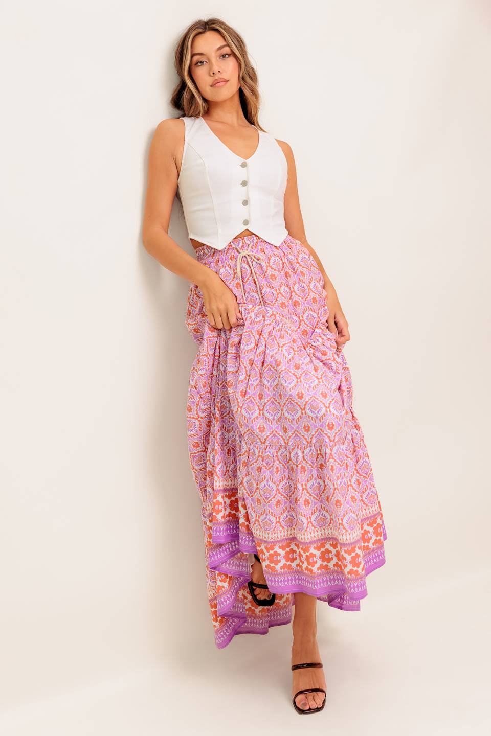 WHISPERING LAVENDER WOVEN MAXI SKIRT - By Baano