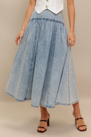 AMERICAN BLEND DENIM MIDI SKIRT - By Baano