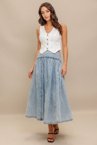 AMERICAN BLEND DENIM MIDI SKIRT - By Baano