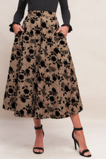 CLASSIC BLOOM LOOK WOVEN FLOCKING CIRCLE SKIRT - By Baano