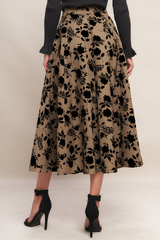 CLASSIC BLOOM LOOK WOVEN FLOCKING CIRCLE SKIRT - By Baano