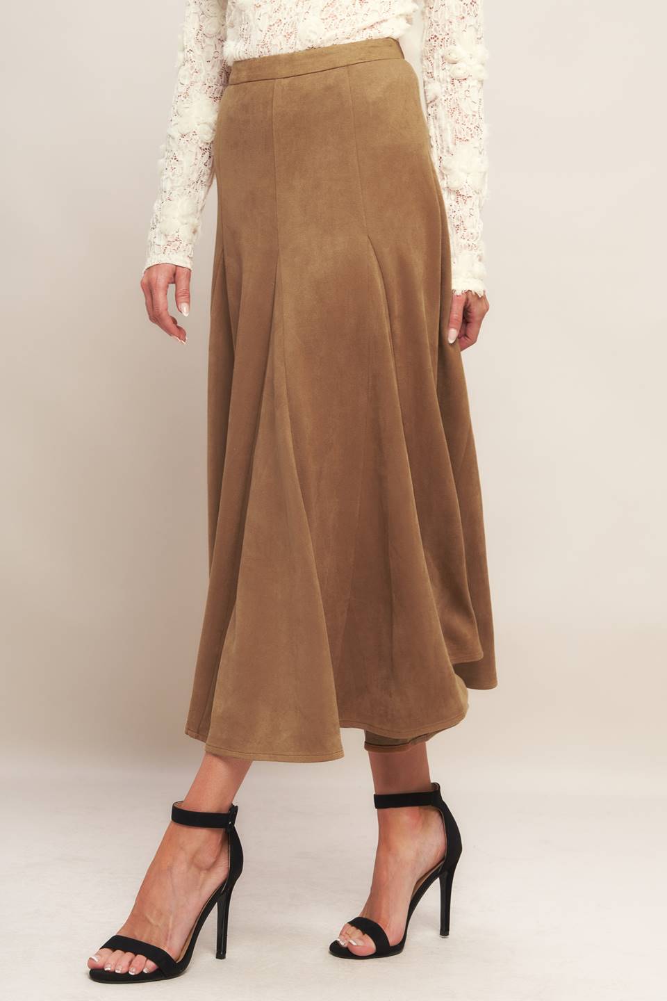 URBAN CHIC FAUX SUEDE MIDI SKIRT - By Baano