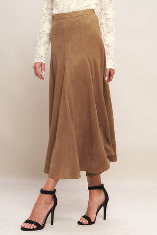 URBAN CHIC FAUX SUEDE MIDI SKIRT - By Baano