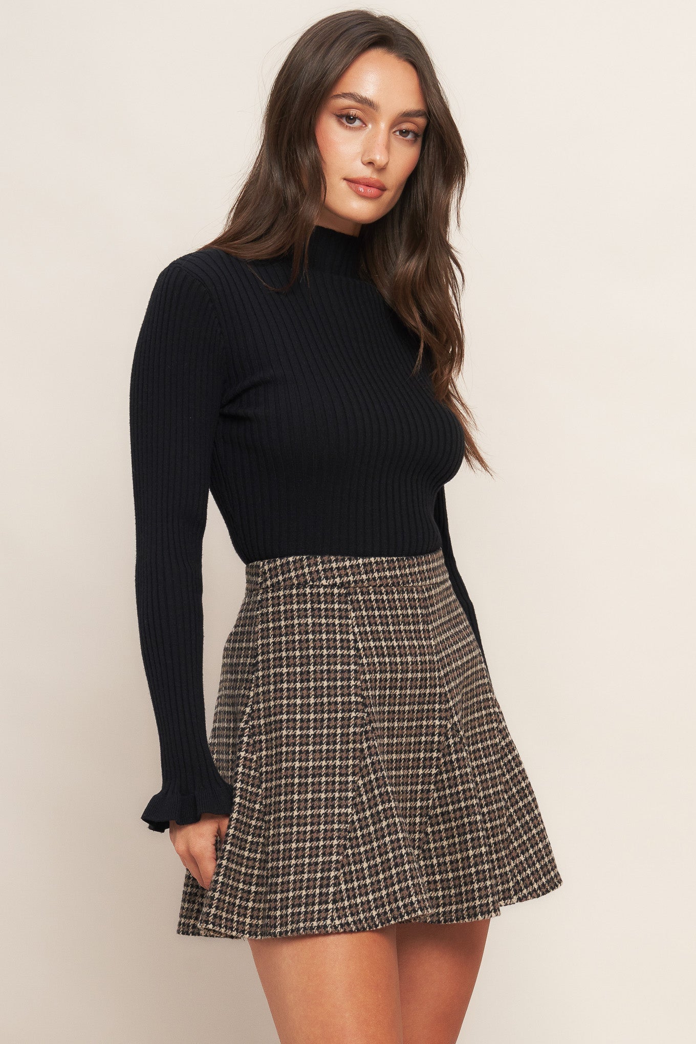 HOUND FLARE TWEED WOVEN SKIRT - By Baano