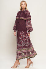 AZTEC CHERRY WOVEN MIDI SKIRT Flying Tomato