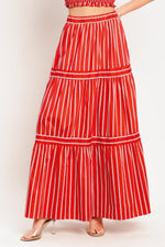 SUNSET STRIPE WOVEN MAXI SKIRT
