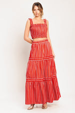 SUNSET STRIPE WOVEN MAXI SKIRT