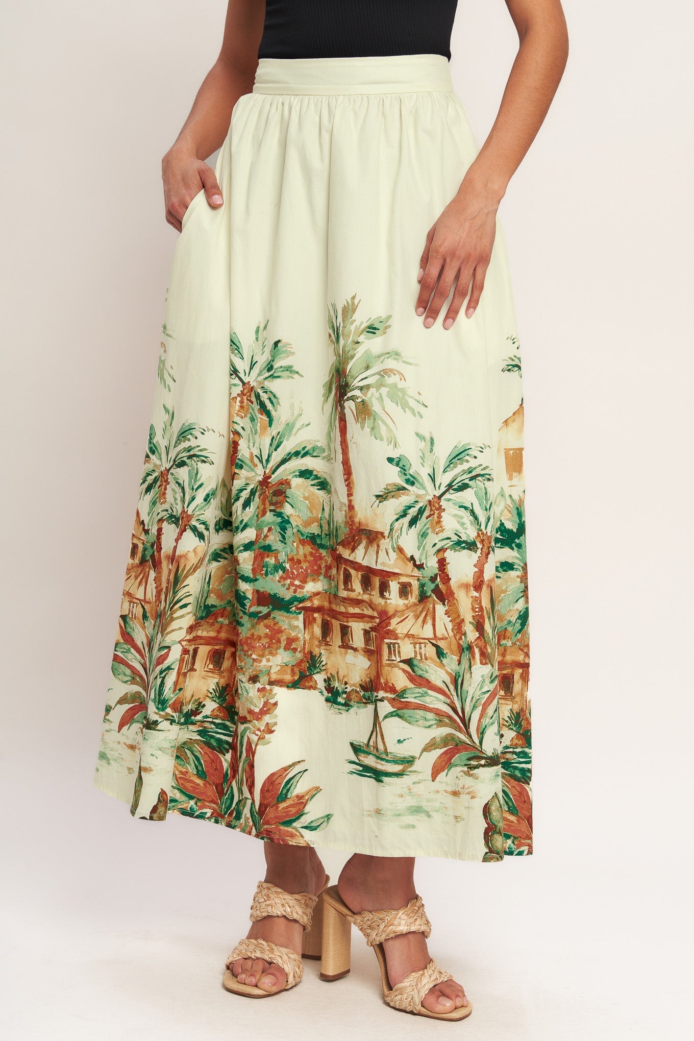 ISLAND TIME ONLY WOVEN MIDI FULL SKIRT Flying Tomato