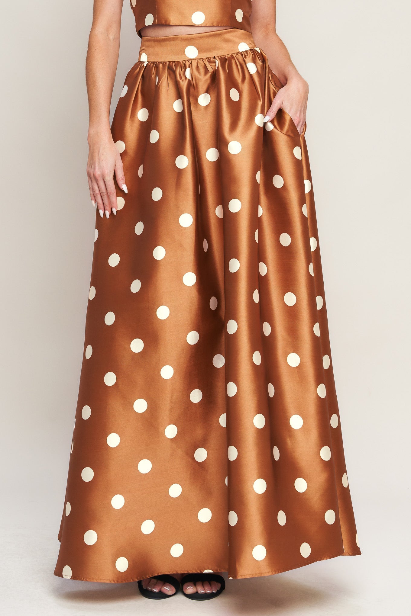 CHIC POLKA FLOW WOVEN FULL MAXI SKIRT Flying Tomato