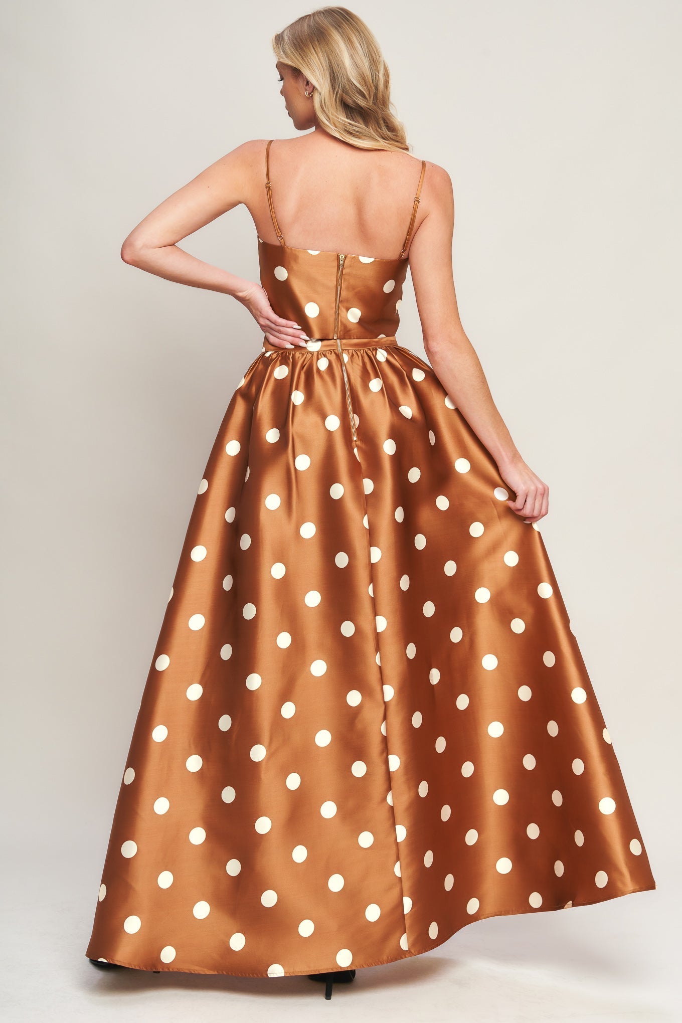 CHIC POLKA FLOW WOVEN FULL MAXI SKIRT Flying Tomato