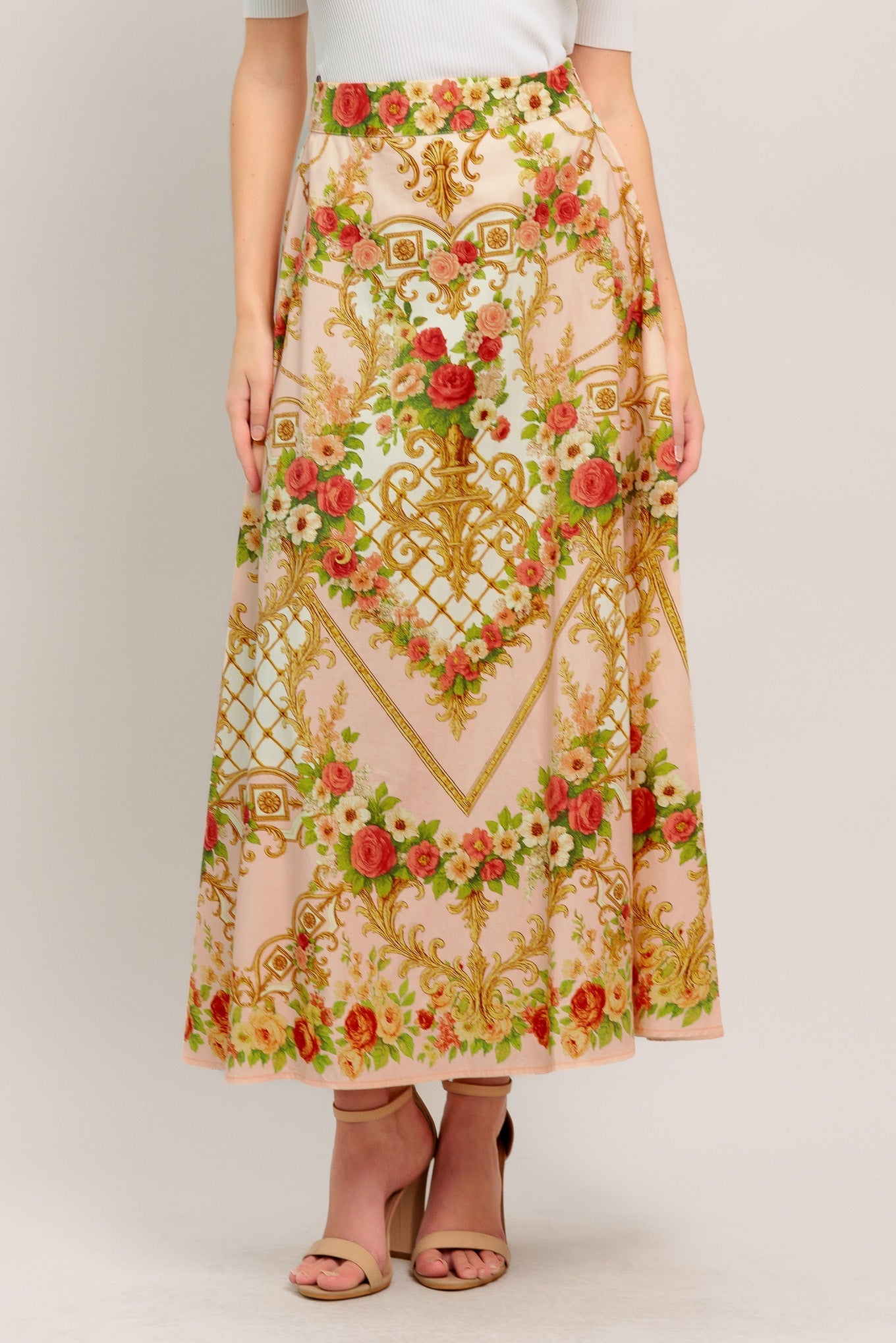 PALACE ROSE STATEMENT WOVEN CIRCLE MIDI SKIRT Flying Tomato