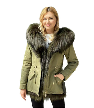 Genuine Silver Fox Fur Parka with Rabbit Fur Insulation - By Baano