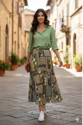 Vintage Patchwork Midi Skirt MissFinchNYC