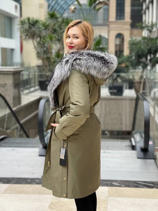 Genuine Silver Fox Fur Trim Rabbit Fur Insulated Parka - By Baano