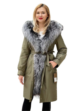 Genuine Silver Fox Fur Trim Rabbit Fur Insulated Parka - By Baano