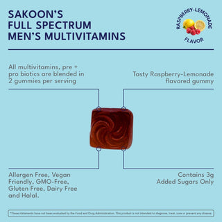 Mens Full Spectrum Multivitamin + Pre+Probiotics Gummies - By Baano