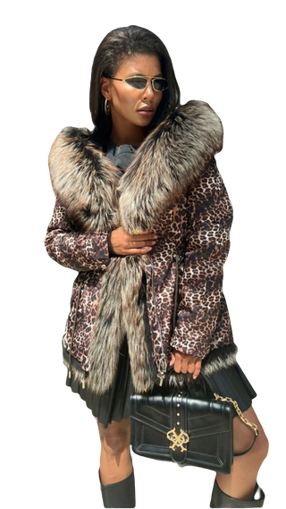Leopard Genuine Silver Fox Fur Parka with Rabbit Fur Insulation - By Baano