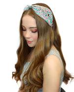 Floriated and Embroidered Wide Headband (Grey Blossoms)