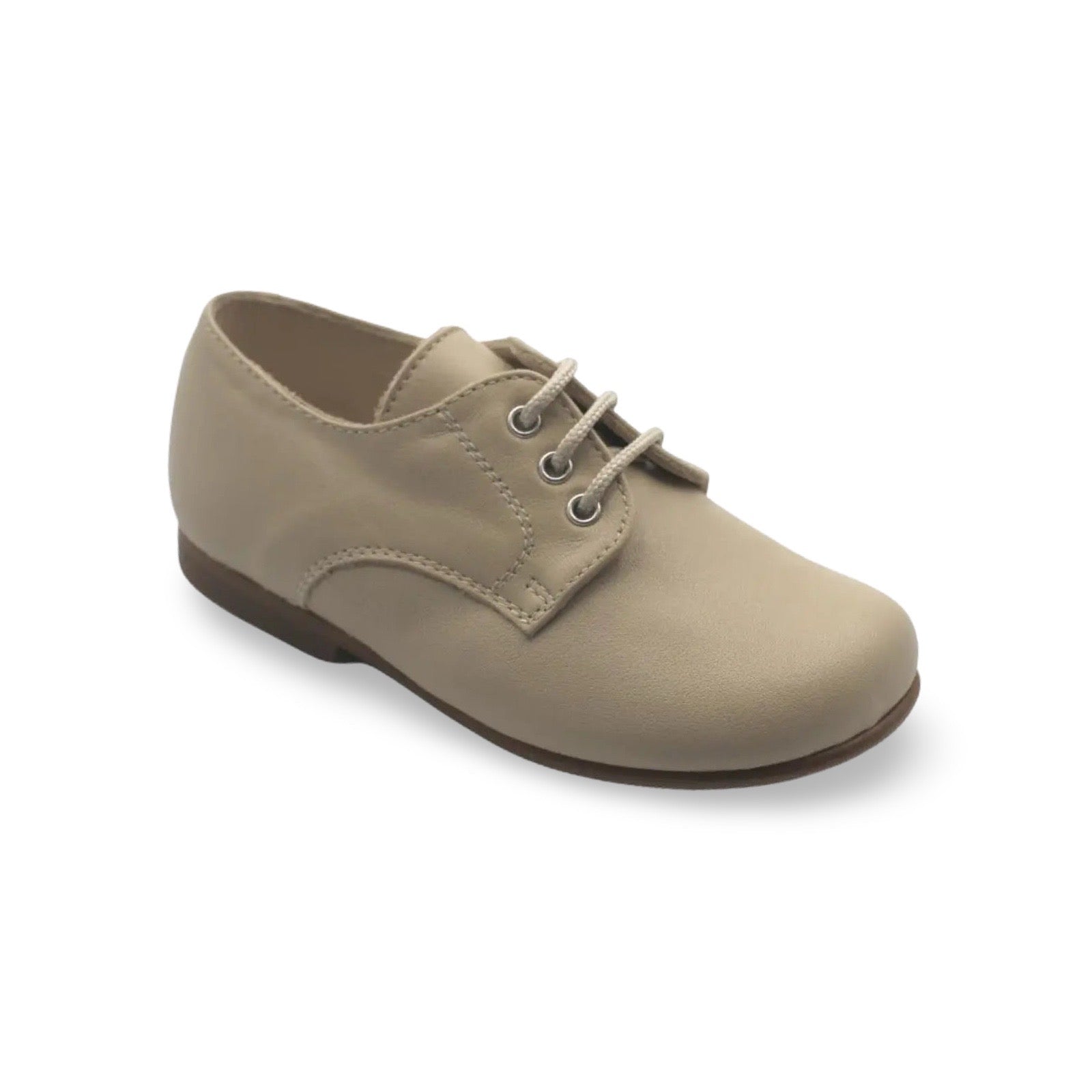 Jacob- Beige Leather Boy Oxford Shoes
