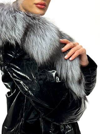 Genuine Silver Fox Fur Down Fill Coat - By Baano