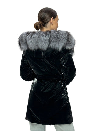 Genuine Silver Fox Fur Down Fill Coat - By Baano