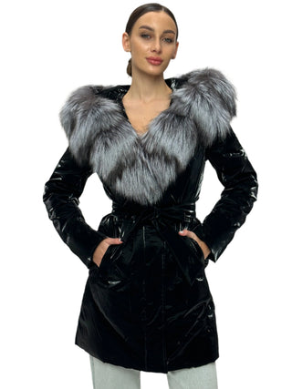 Genuine Silver Fox Fur Down Fill Coat - By Baano
