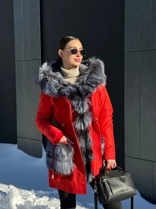 Genuine Silver Fox Fur Rabbit Fur Insulated Parka - By Baano