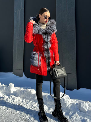 Genuine Silver Fox Fur Rabbit Fur Insulated Parka - By Baano