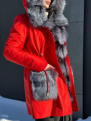 Genuine Silver Fox Fur Rabbit Fur Insulated Parka - By Baano