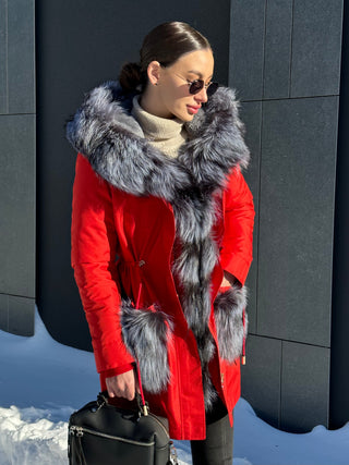 Genuine Silver Fox Fur Rabbit Fur Insulated Parka - By Baano