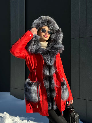 Genuine Silver Fox Fur Rabbit Fur Insulated Parka - By Baano