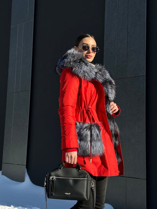 Genuine Silver Fox Fur Rabbit Fur Insulated Parka - By Baano