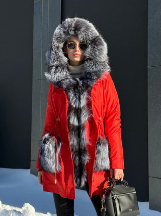 Genuine Silver Fox Fur Rabbit Fur Insulated Parka - By Baano