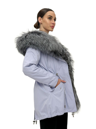 Genuine Silver Fox Fur Trim Rabbit Fur Insulated Parka - By Baano
