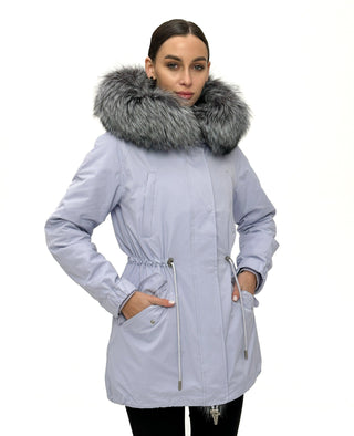 Genuine Silver Fox Fur Trim Rabbit Fur Insulated Parka - By Baano