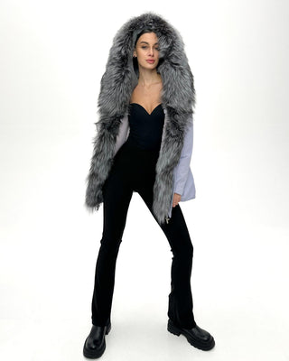 Genuine Silver Fox Fur Trim Rabbit Fur Insulated Parka - By Baano