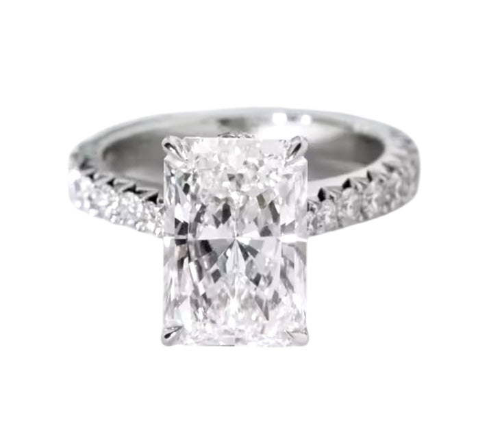 5.0ct Radiant Cut Moissanite Diamond Engagement Ring Ring Deluxe Fine Jewelry